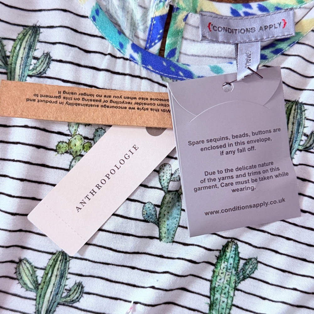 Anthropologie Conditions Apply Zofana Cactus Print Top Small, NWT - Picture 10 of 10